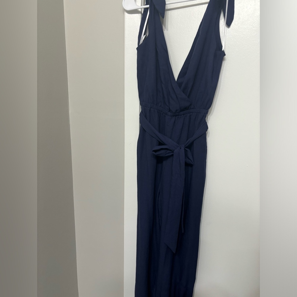 Wide leg linen jumpsuit (navy)